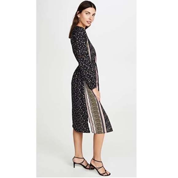 Cupcakes and Cashmere Boho Print Long Sleeve Midi Dress with Belt sz M NWT - Picture 3 of 16